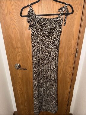 Topshop Black and Cream Animal-Print Jumpsuit Size 6